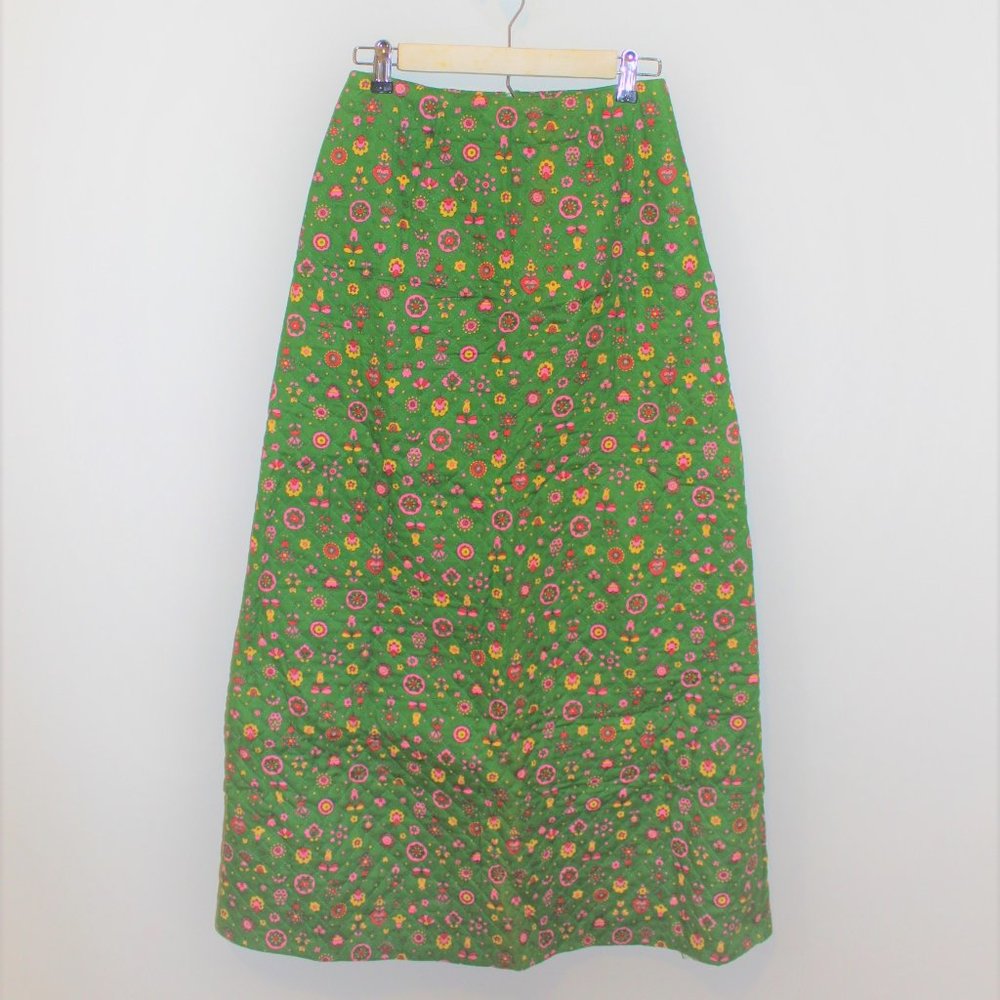 Slavic flower print full-length skirt